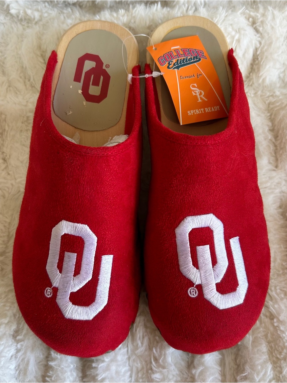 NWT Oklahoma Sooners OU Wood Clogs - Picture 3 of 11